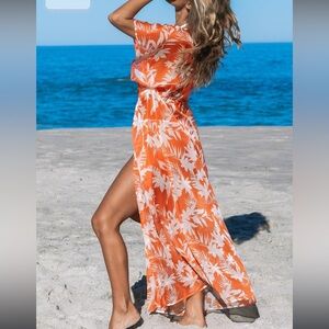 CUPSHE Women's Kimono Cover Up Open Front Loose Fit Maxi Bathing Suit Beachwear